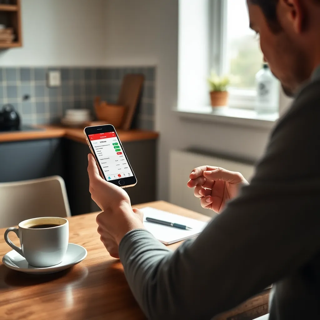 Persoon die financiële documenten analyseert met een rekenmachine en laptop