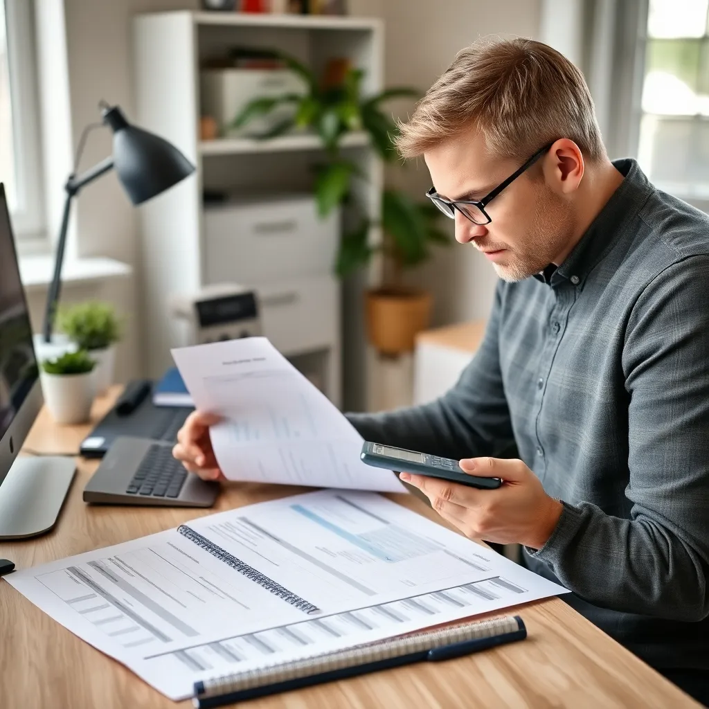 Persoon die een budget maakt met Nederlandse financiële documenten