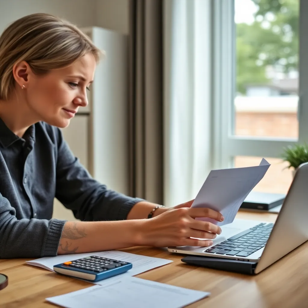 Persoon die financiële administratie bijwerkt met laptop en documenten
